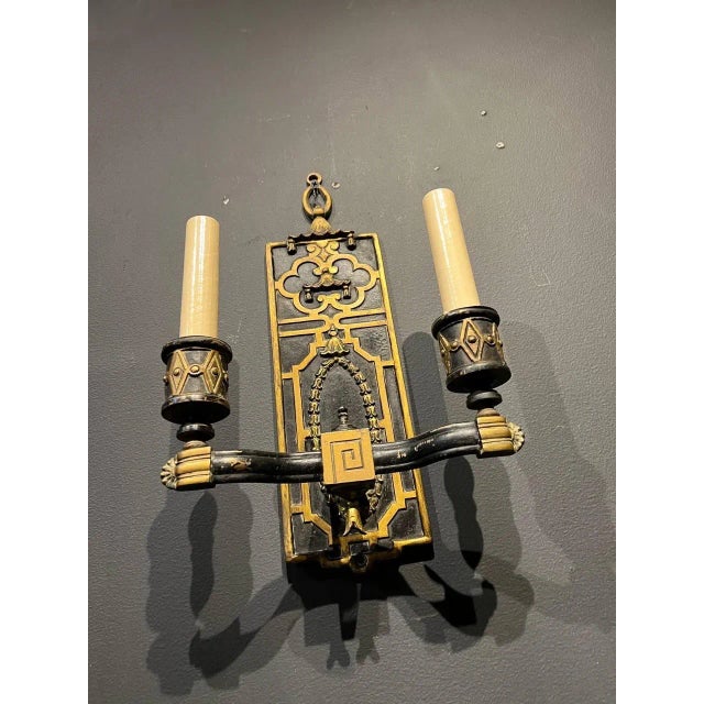 Pair of 1900 Neoclassical Sconces For Sale - Image 4 of 7