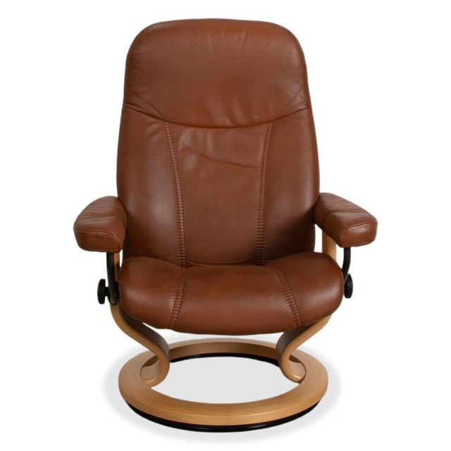 Set of Consul Recliner Lounge Chair and Ottoman in Leather from Stressless For Sale - Image 13 of 18