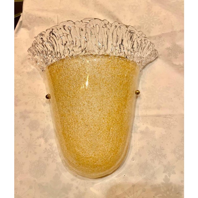 Toso Wall Lights in Gold Glass, 1980, Set of 2 For Sale - Image 3 of 14