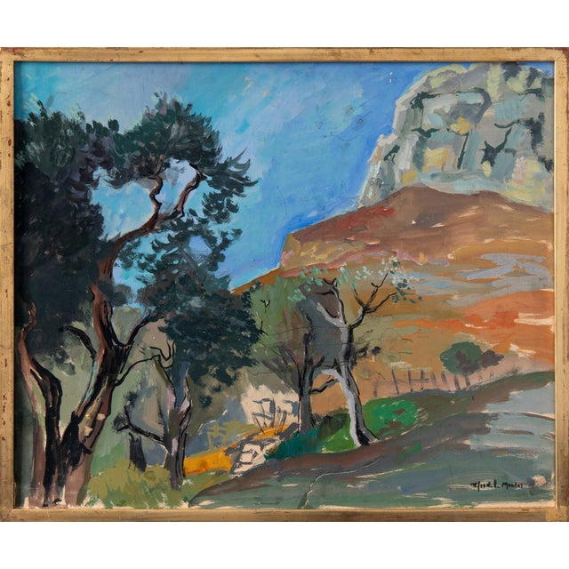Alfred Lop-Montel, Mediterranean Landscape, Gouache on Paper, Framed For Sale - Image 6 of 8