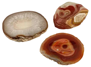 Mid-Century Onyx, Agate & Quartz Geode Bowls, Set of 3