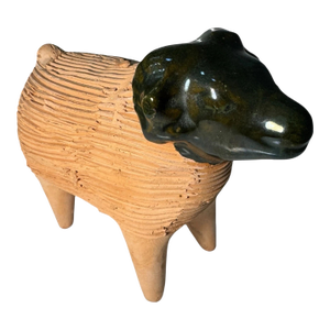 Vintage 1980s Chia Pet Ram Sheep Figurine Terracotta Planter No Seeds