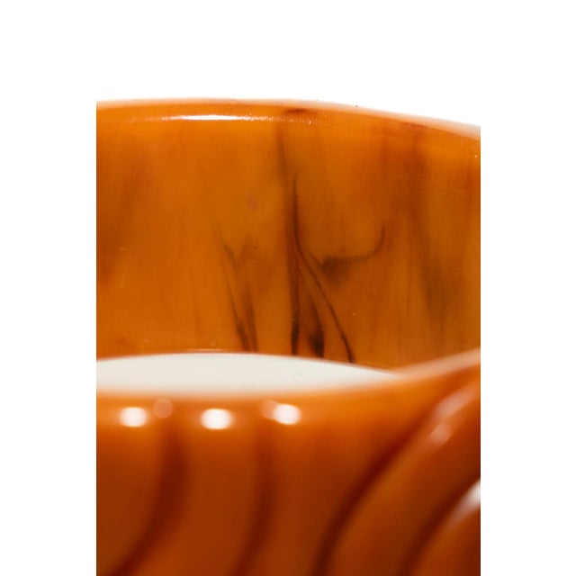 Vintage Art Deco Carved Bakelite Amber Orange Bangle Bracelet, 1930's For Sale - Image 10 of 15