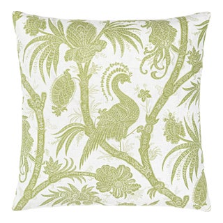Scalamandre 22" x 22" Balinese Peacock Pillow in Pear For Sale