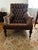Animal Skin Oversized Diamond Tufted Leather Library Chair, Bobbin Legs & Nailhead Trim For Sale - Image 7 of 7