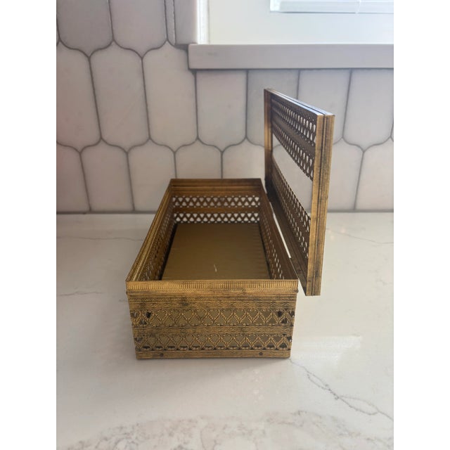 Vintage Brass French Style Tissue Box Holder For Sale - Image 10 of 11