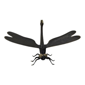 Cast Bronze Dragonfly Sculpture — Sculptural Natural Form With Dark Patina