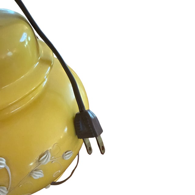 Yellow Vintage c.1950s Marigold Porcelain Ginger Jar Table Lamp With Raised Floral Relief For Sale - Image 8 of 10