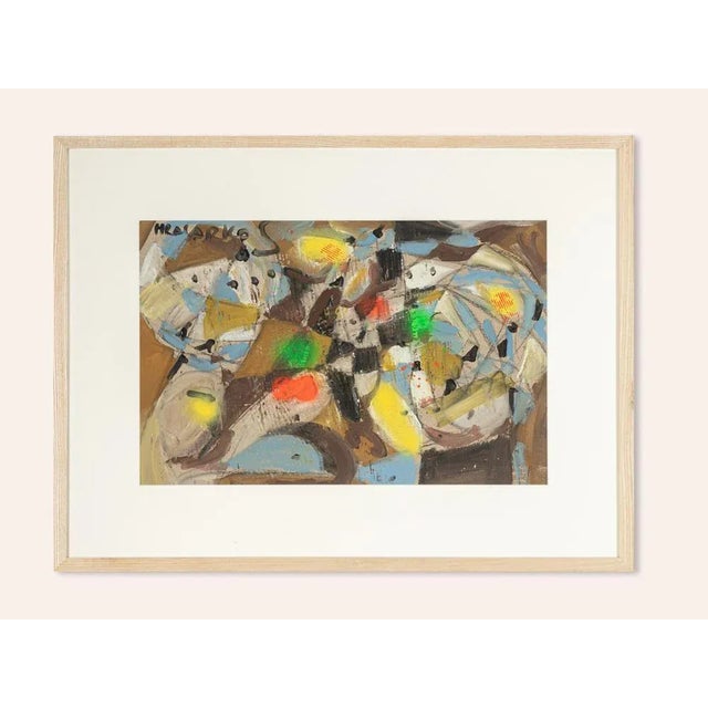 Colorful Fragmentation, Gouache on Thick Paper, Framed For Sale - Image 11 of 11