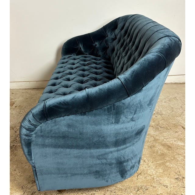 Mid-Century Modern 1970s Ward Bennett Tufted Velvet Loveseat For Sale - Image 3 of 10