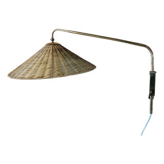 Wall Light in Brass and Rattan by Valinte Finland, 1950s For Sale