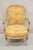 Vintage French Louis XV Style Cream and Red Painted Low Boudoir Fauteuil Chair. Circa Mid 20th Century. Measurements: 35"...