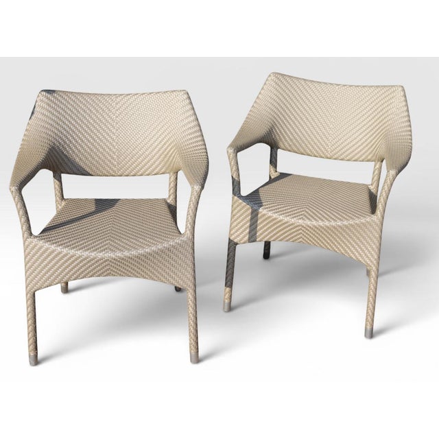 Janice Feldman for Janus Et Cie Amari Outdoor Low Back Lounge Chairs - Pair - Limestone Finish For Sale - Image 14 of 14