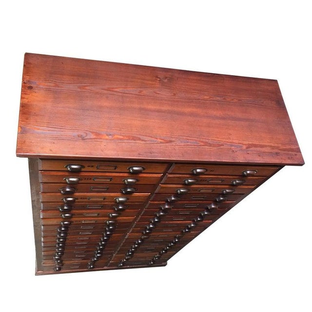 Wood Vintage Oak Printer's Cabinet For Sale - Image 7 of 12