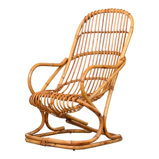 Vintage Italian Tito Agnoli Rattan Chair For Sale
