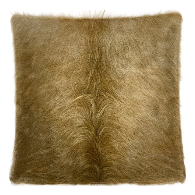 18” X 18” Premium Colombian Champagne Long-Haired Cowhide Pillow Cover - Handcrafted by Pablo Sota Designs For Sale
