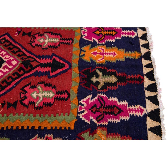 1960s Vintage Turkish Kilim Red Handmade Tribal Wool Rug For Sale In New York - Image 6 of 9