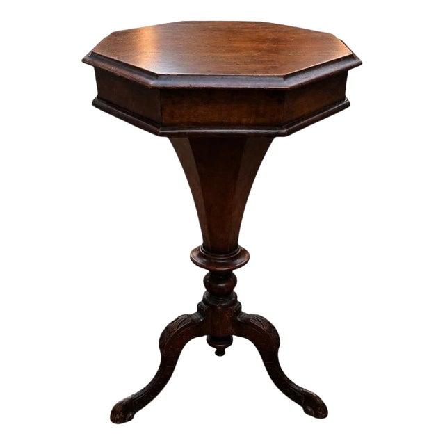 Victorian Octagonal Sewing Table with Fitted Interior, 1800s For Sale