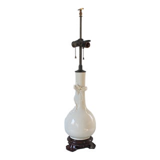 Blanc De Chine White Porcelain Table Lamp With Dragon Motif For Sale