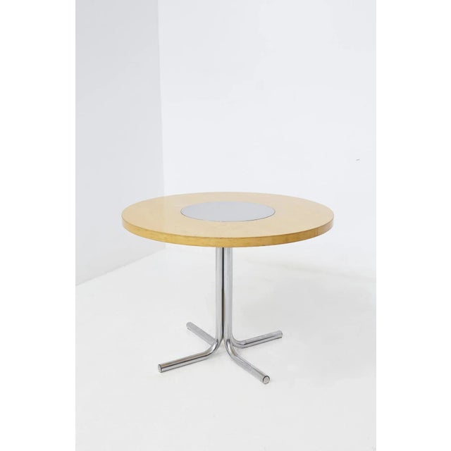 Italian Round Table in Steel and Wood by Gae Aulenti for Elam, 1950s For Sale - Image 9 of 9