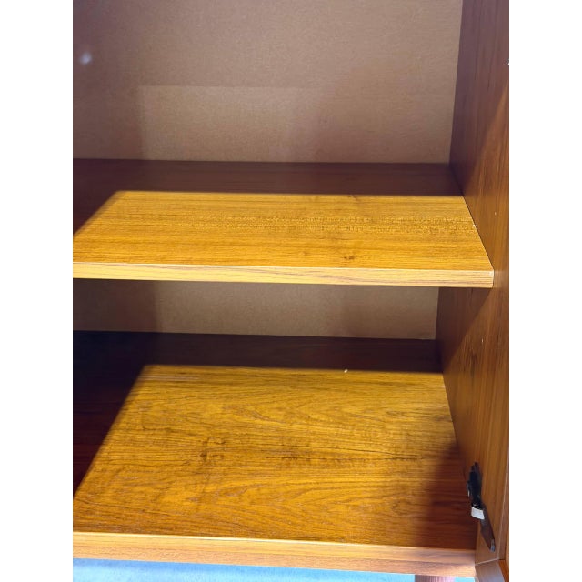 Wood Teak Two-Door Compact Storage Cabinet With Interior Shelving Danish Mid-Century Modern 1960s For Sale - Image 7 of 10