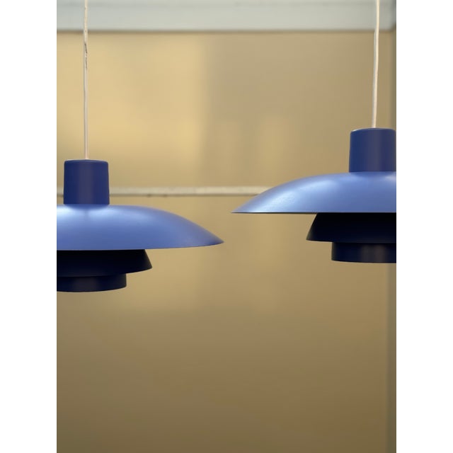 Vintage Blue Model Ph 4/3 Pendant Lamps by Poul Henningsen for Louis Poulsen, 1970s, Set of 2 For Sale - Image 10 of 11