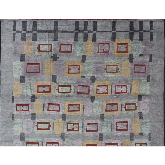 Mid-Century Modern Scandinavian Piled Wool Rug by Keivan Woven Arts, 10'2" X 13'11" For Sale - Image 3 of 10