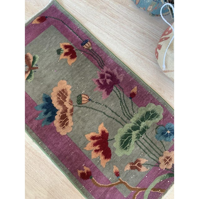1920s, Handmade Antique Art Deco Chinese Rug 2.1' X 4.1' For Sale - Image 4 of 7