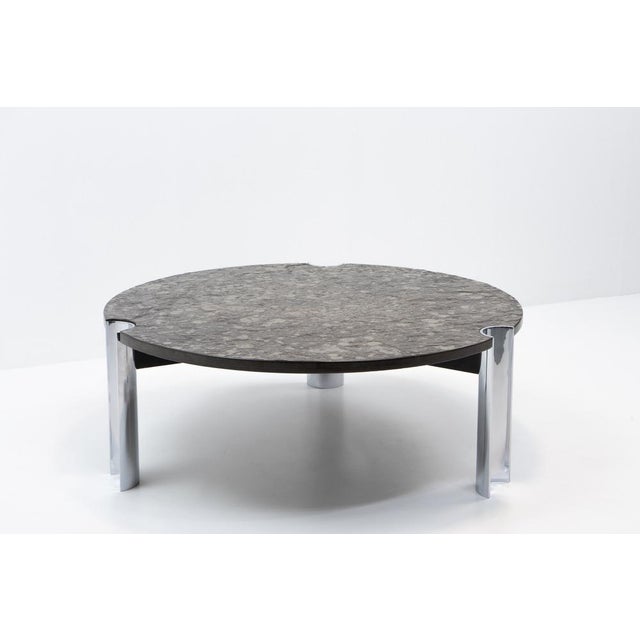 1970s Fossilised Limestone and Chrome Coffee Table, 1970s For Sale - Image 5 of 13