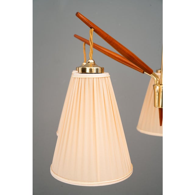 Chandelier with Fabric Shades from Rupert Nikoll, Vienna, 1950s For Sale - Image 4 of 18