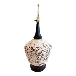 Early 20th Century Mid-Century Modern Lava-Textured Glaze Ceramic Table Lamp