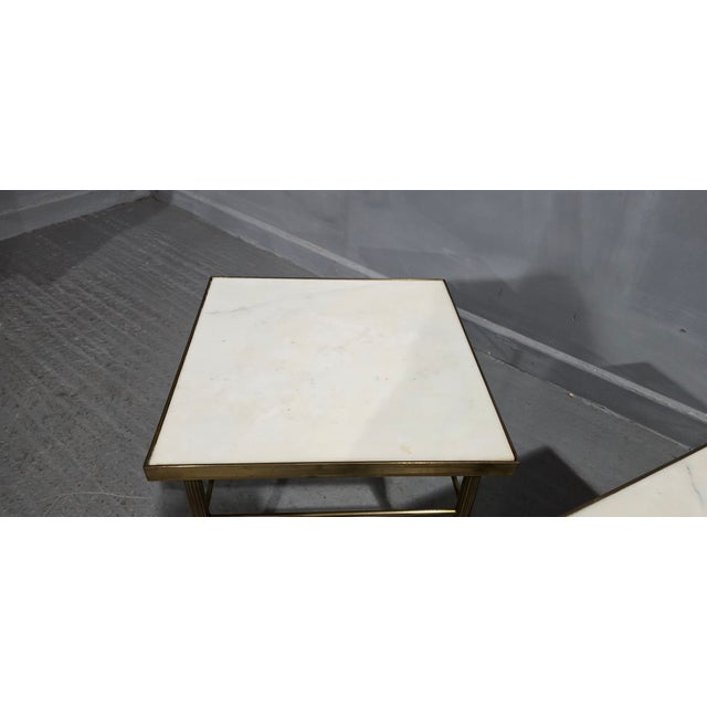 French Marble and Brass Lamp Tables, 1930, Set of 2 For Sale - Image 6 of 8