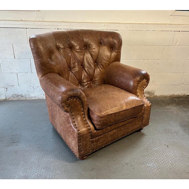 1960s Vintage Leather Library Lounge Chair For Sale - Image 5 of 9