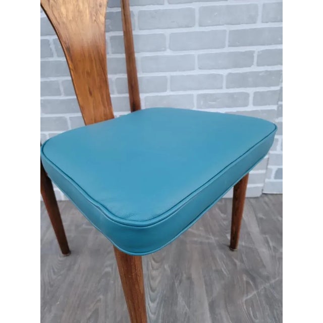 Mid Century Modern Lawrence Peabody Dining Chair Newly Reupholstered in Leather - Set of 6 For Sale In Chicago - Image 6 of 8