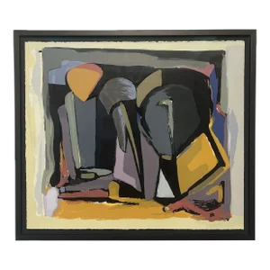 Hans Kinder (1900-1986), Postmodern Abstract Modern Silkscreen on Heavy Paper, Signed