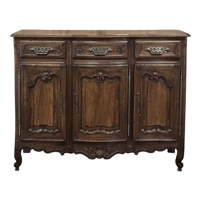 Antique Country French Walnut Buffet ~ Trois Porte Enfilade For Sale