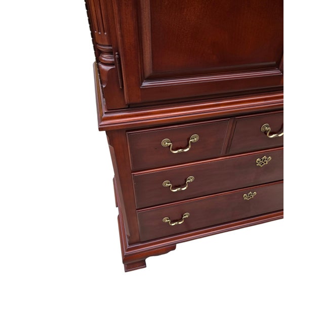 1990s Thomasville Collectors Cherry Dresser High Chest on Chest Armoire Wardrobe For Sale - Image 11 of 12