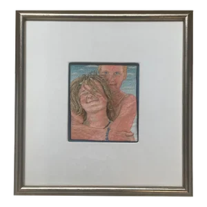 Rare Mical Aloni 'seventh Heaven" Couple in Love Embroidery Portrait - Israeli