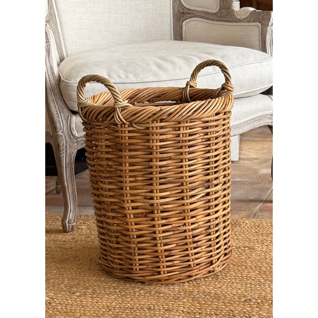 Large English Woven Wicker Basket For Sale - Image 4 of 12