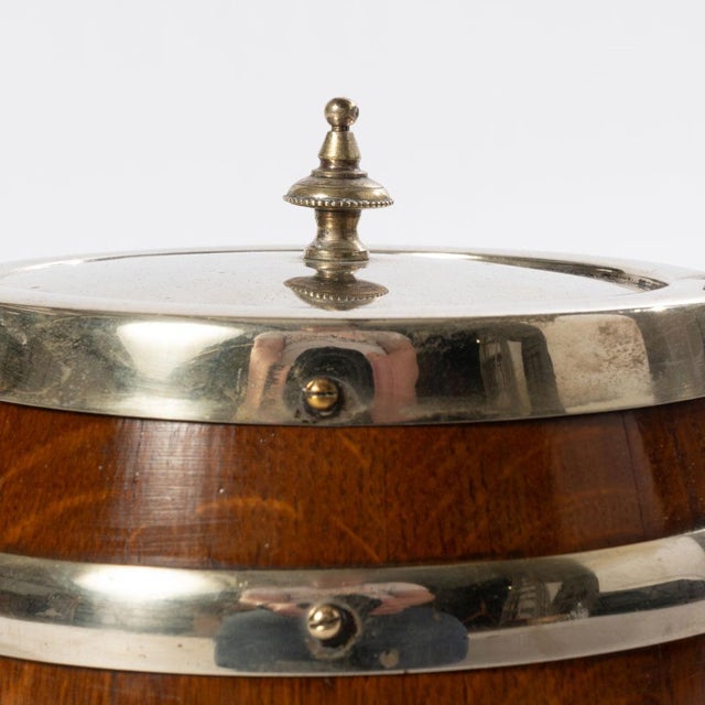 Antique English Oak Biscuit Barrel For Sale - Image 4 of 12
