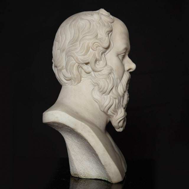 19th Century 19th Century Antique Italian Grand Tour Marble Bust of Socrates Ca. 1860-80 For Sale - Image 5 of 17