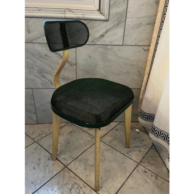 Modernist design with this Horton Textile Ironer industrial mesh chair in the manner of Jean Prouve. Sculptural and well...