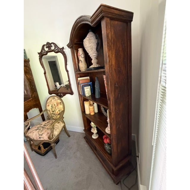 Rustic European 1990s Old World Rustic Solid Wood Bookcase For Sale - Image 3 of 6