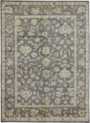 Keivan Woven Arts Oushak in Gray Green, Taupe and Orange Accents