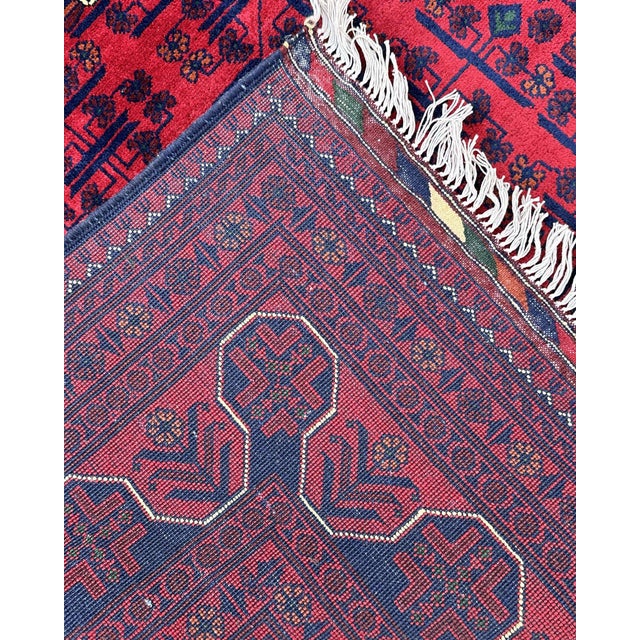 Red Afghan Turkmen Khal Mohammadi Hand-Knotted Wool Rug, 10' X 6'6" For Sale - Image 8 of 9
