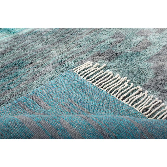Abstract Horizon Hand-Knotted Moroccan Wool Rug | 9'11" X 6'6" | One of a Kind For Sale - Image 4 of 11