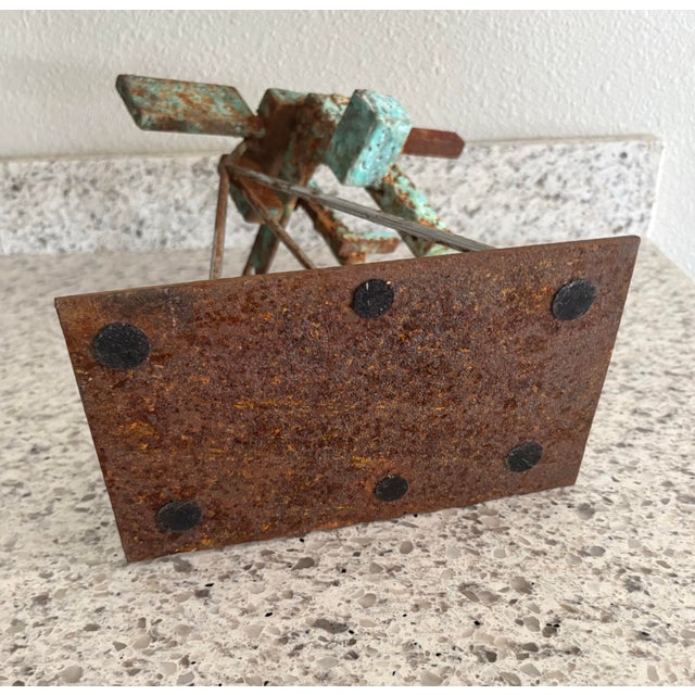Metal Mid 20th Century Expressionist Abstract Brutalist Sculpture, Welded Steel, 16” High For Sale - Image 7 of 10