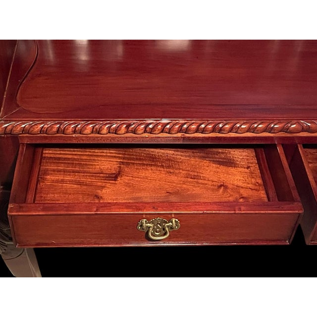 Wood Solid Mahogany Repro. Chippendale Escritoire Secretary Desk Talon & Ball For Sale - Image 7 of 15