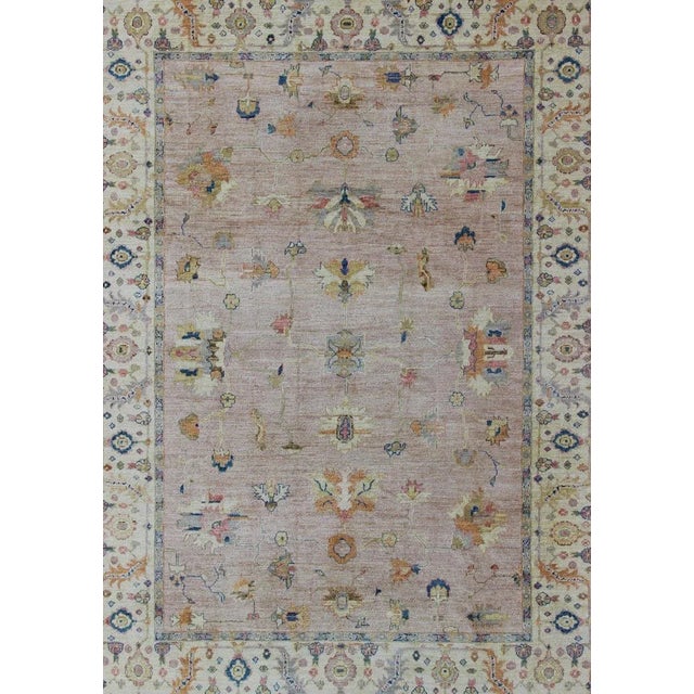Keivan Woven Arts Angora Turkish Oushak Rug in Dusty Pink and Ivory. Keivan Woven Arts / rug AN-134565, country of origin...