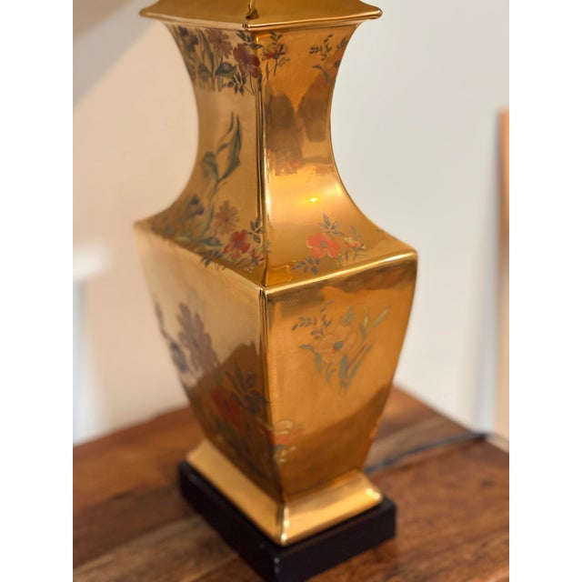 Vintage Morris Greenspan Chinoiserie Gold Lamp For Sale - Image 12 of 16